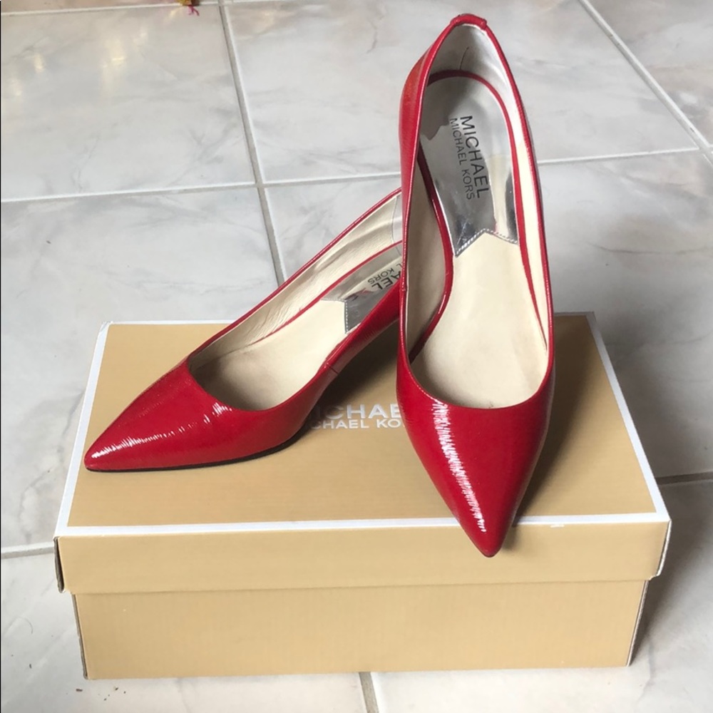 Red Michael Kors leather pumps